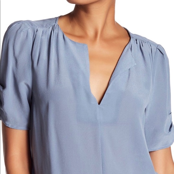 Joie Tops - Joie Amone Silk Pleat Blouse Bluestone Size M